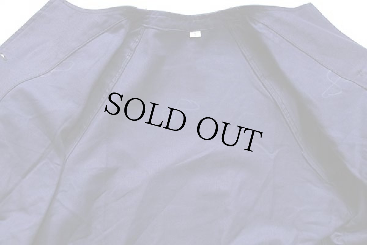 画像5: デッドストック★ビンテージ ユーロ ワーク ノーカラー コットンサテン コート インクブルー 5 (5)