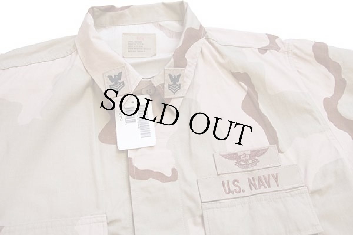 画像3: デッドストック★00s 米軍 U.S.NAVY パッチ付き デザートカモ BDU ジャケット L-R (3)