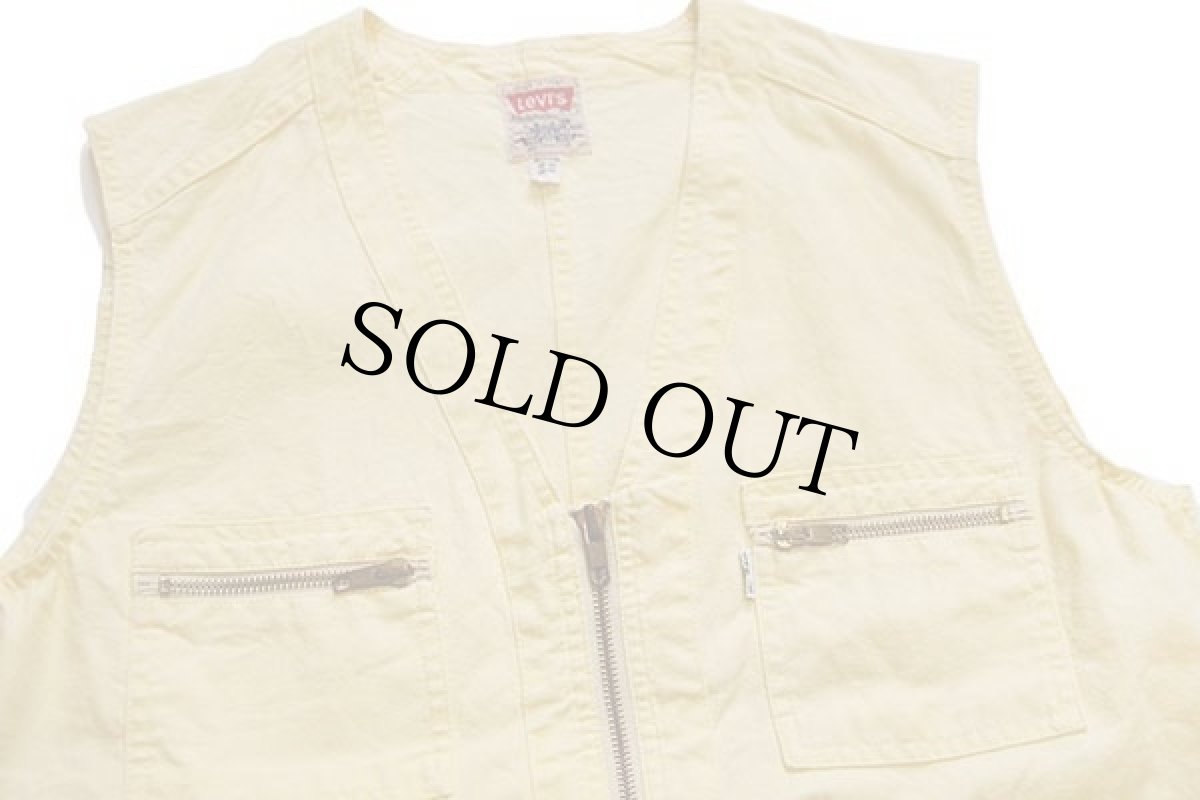 画像3: 80s イタリア製 Levi'sリーバイス コットン キャンバス ベスト パステルカラー イエロー M★ユーロ (3)