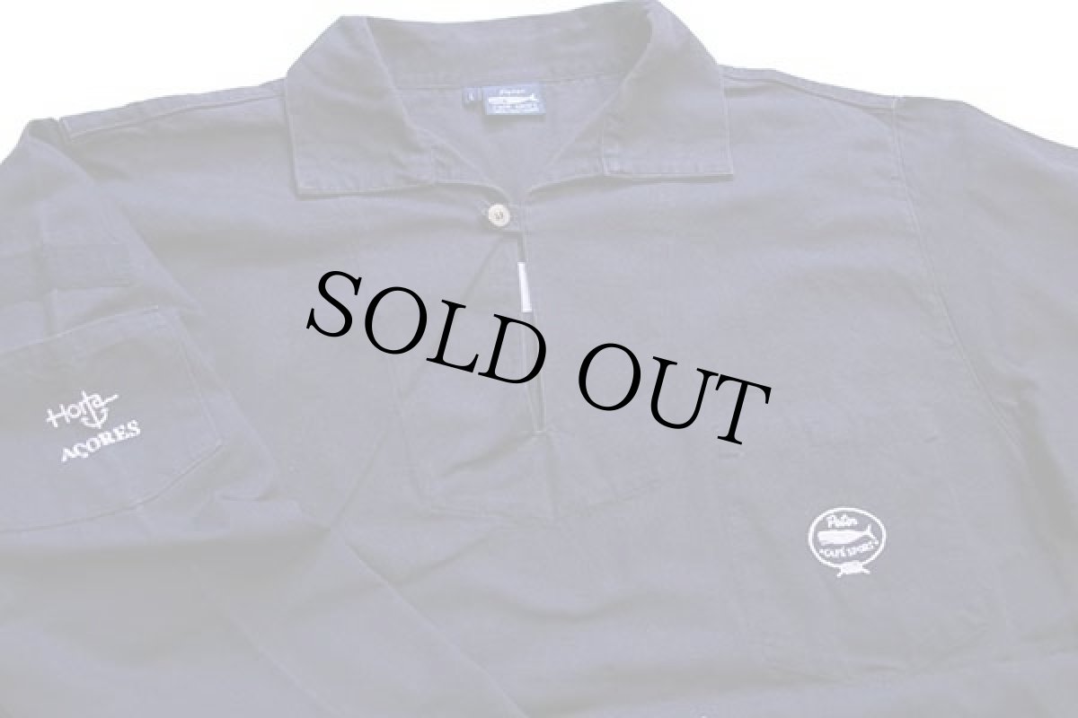 画像3: EU製 Peter cafe sport クジラ 刺繍 プルオーバー コットン キャンバス シャツ 紺 L (3)