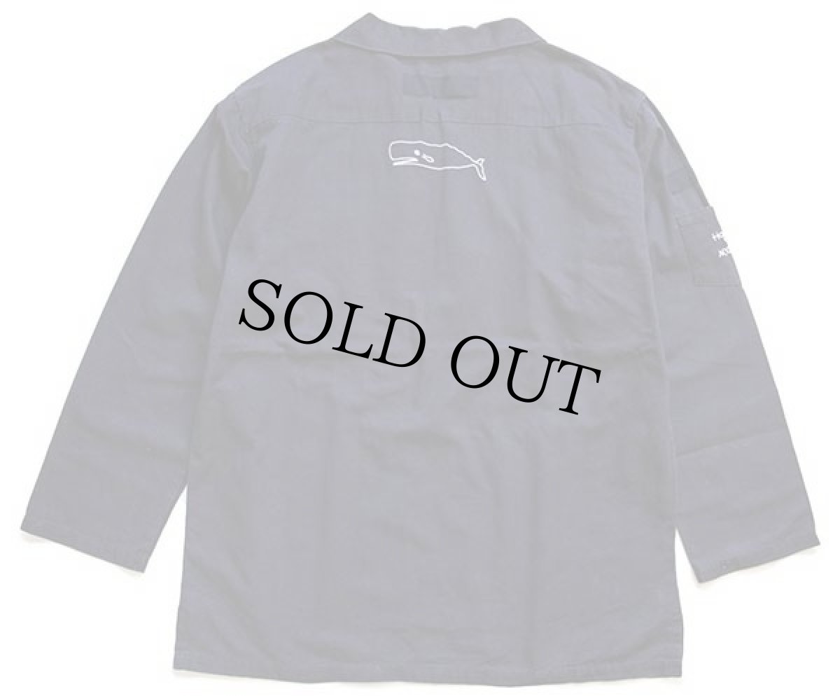 画像2: EU製 Peter cafe sport クジラ 刺繍 プルオーバー コットン キャンバス シャツ 紺 L (2)