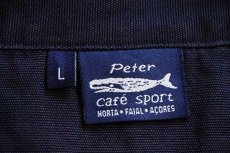 画像5: EU製 Peter cafe sport クジラ 刺繍 プルオーバー コットン キャンバス シャツ 紺 L (5)