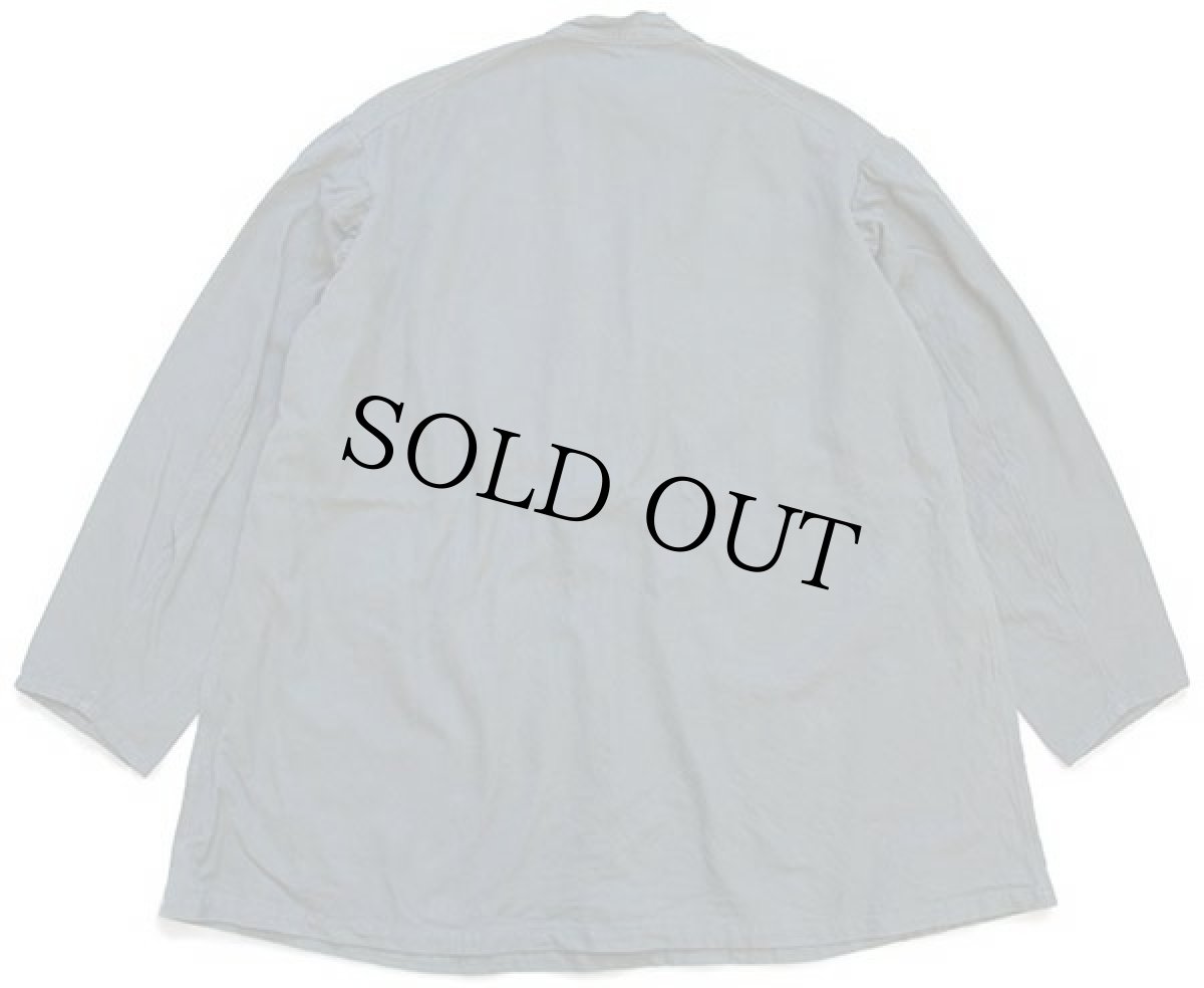 画像2: デッドストック★50s スイス軍 バンドカラー マウンテン スモック プルオーバー コットンシャツ グリーングレー★B (2)