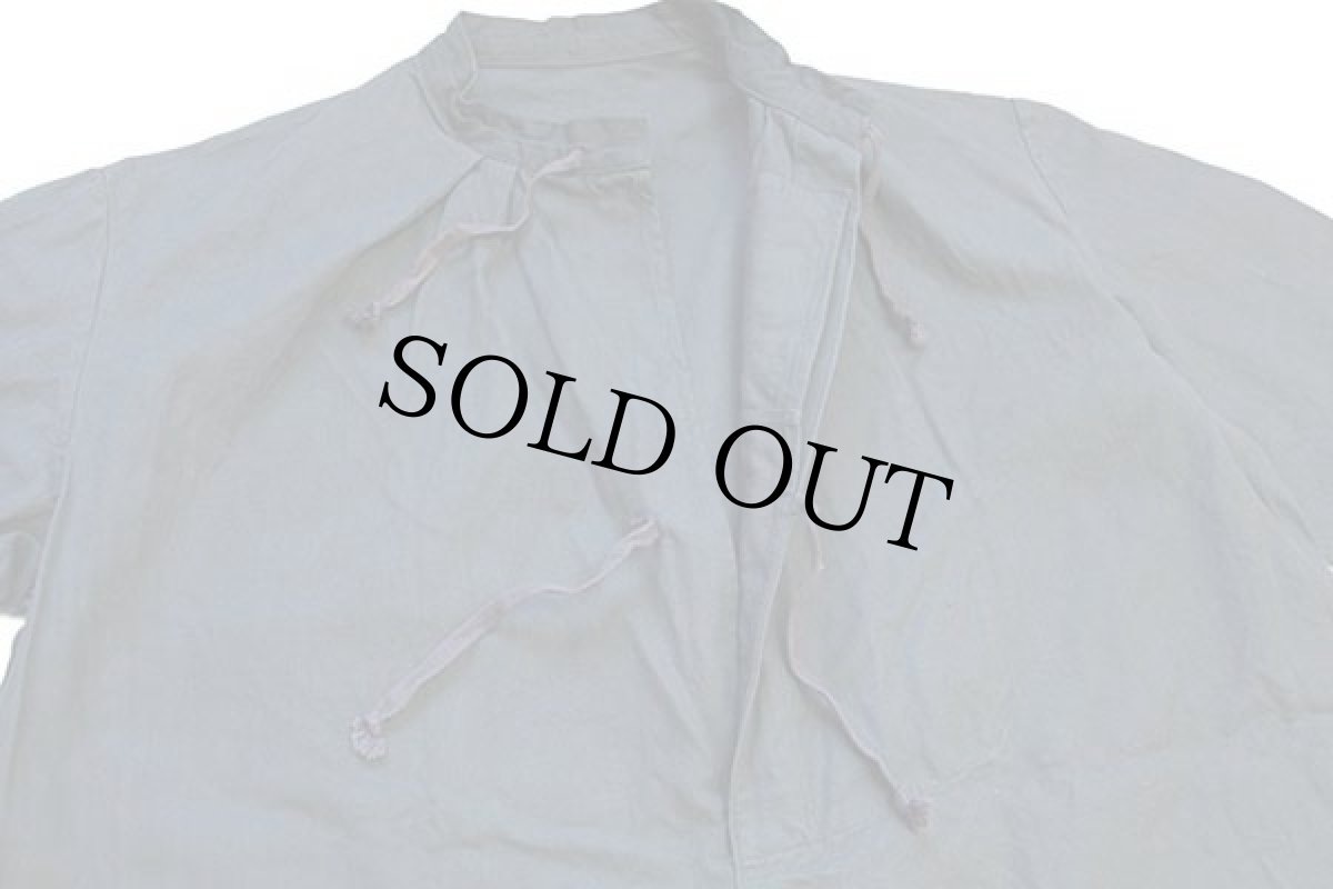 画像4: デッドストック★50s スイス軍 バンドカラー マウンテン スモック プルオーバー コットンシャツ グリーングレー (4)