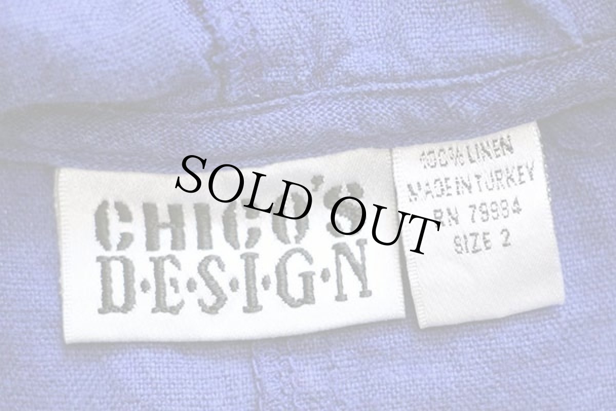 画像4: 90s トルコ製 CHICO'S DESIGN リネン ジップパーカー 青 2 (4)