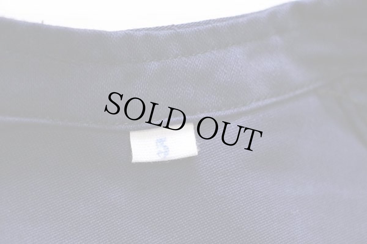 画像4: デッドストック★ビンテージ ユーロ ワーク ノーカラー コットンサテン コート インクブルー 5 (4)