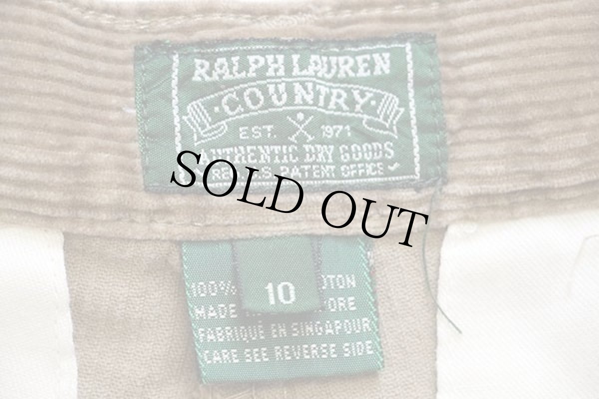 画像4: 80s ポロ カントリー ラルフローレン ツータック コットン 太畝 コーデュロイ ショートパンツ ブラウン 10★ショーツ (4)