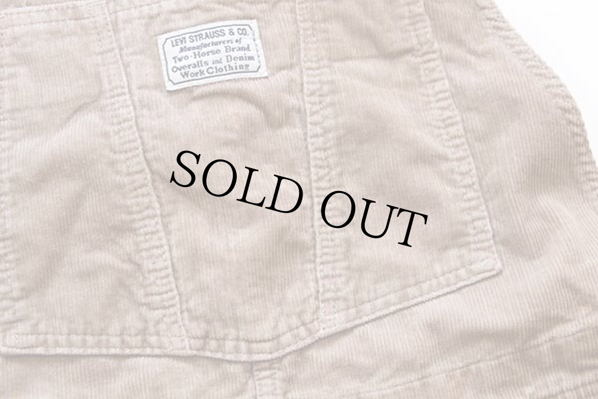 画像4: 90s イタリア製 Levi'sリーバイス コットン コーデュロイ オーバーオール ベージュ L★ユーロ (4)