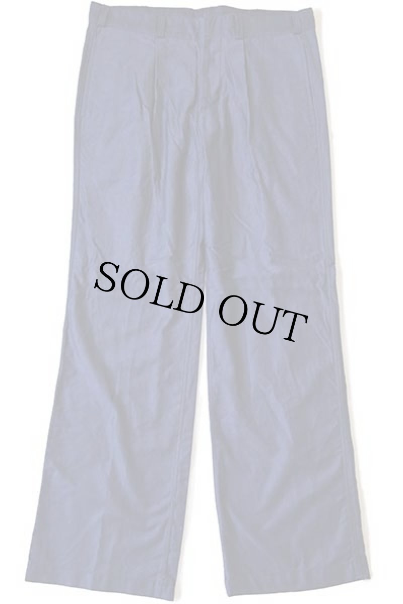 画像2: デッドストック★ビンテージ ユーロ ワンタック コットンサテン ワークパンツ インクブルー 52 (2)