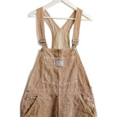 画像1: 90s イタリア製 Levi'sリーバイス コットン コーデュロイ オーバーオール ベージュ L★ユーロ (1)
