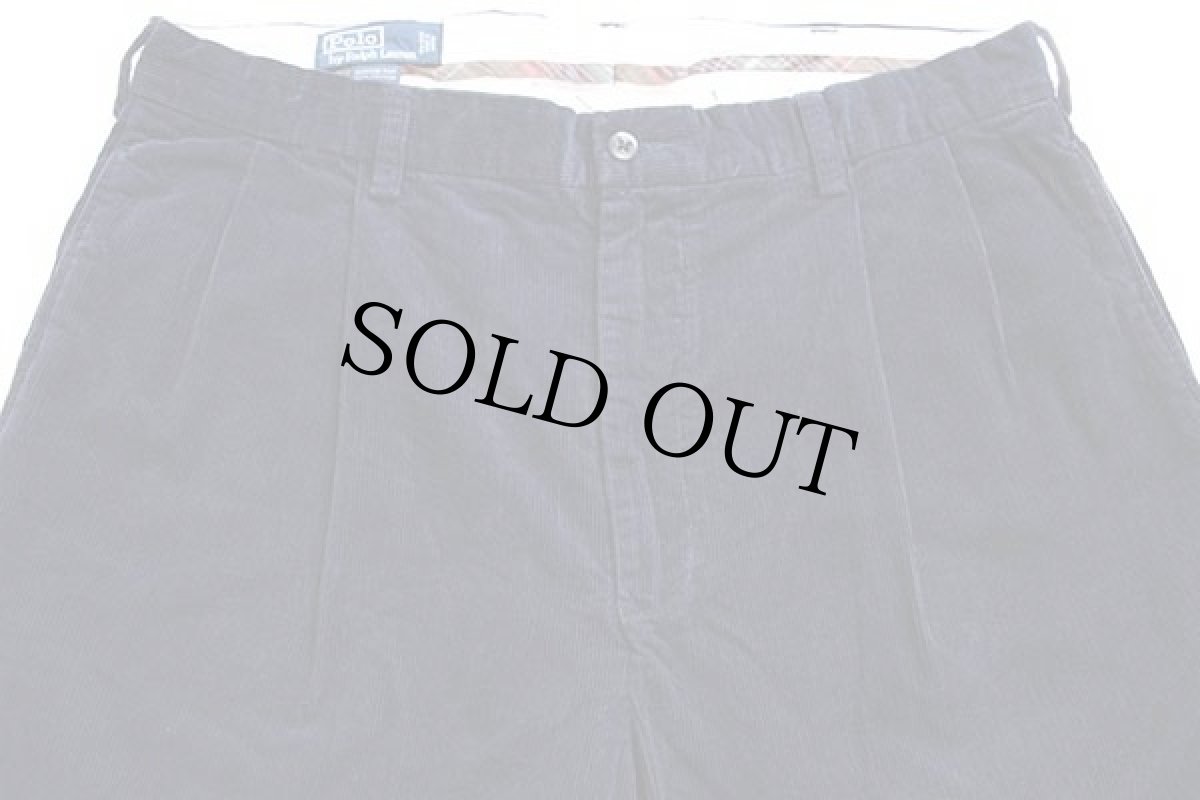 画像4: ポロ ラルフローレン HAMMOND PANT ツータック コットン コーデュロイパンツ 濃紺 w36 L30★スラックス (4)