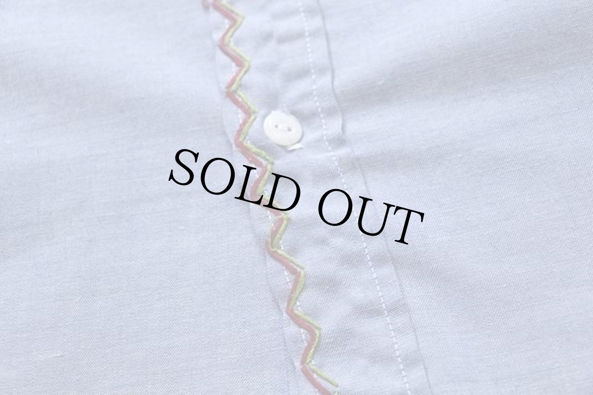 画像6: 70s ELY mushroom HAVE A HAPPY DAY スマイル フェルトパッチ&刺繍 シャンブレーシャツ 20 (6)