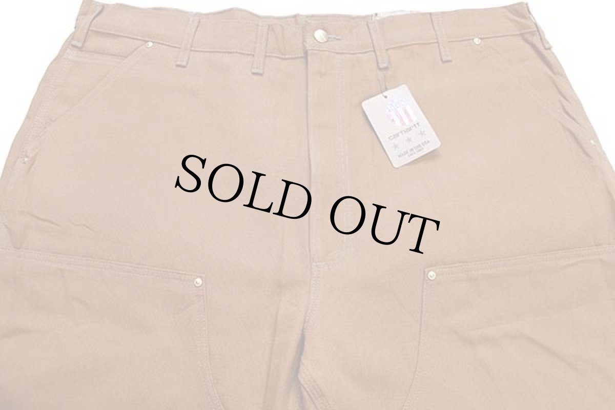 画像4: 未使用★USA製 carharttカーハート ダブルニー ダック地 ペインターパンツ 茶 w44 L32 (4)