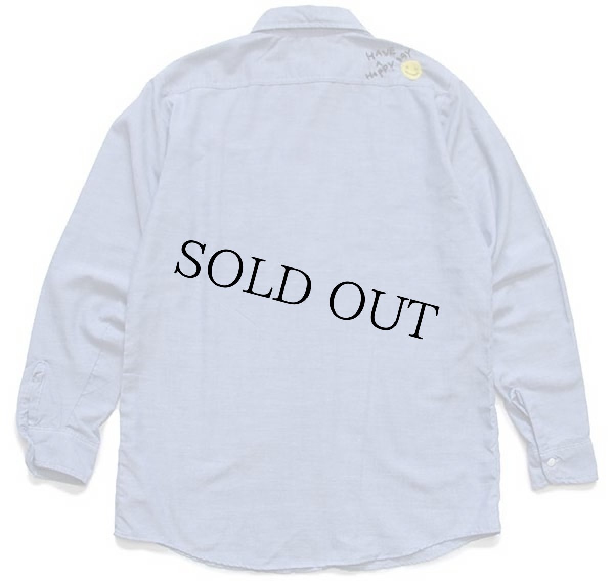 画像2: 70s ELY mushroom HAVE A HAPPY DAY スマイル フェルトパッチ&刺繍 シャンブレーシャツ 20 (2)