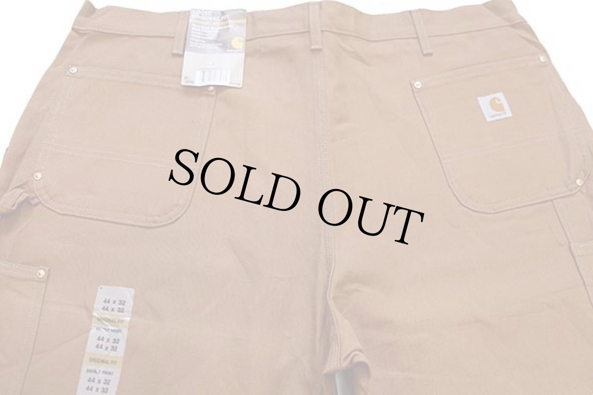画像5: 未使用★USA製 carharttカーハート ダブルニー ダック地 ペインターパンツ 茶 w44 L32 (5)