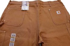 画像5: 未使用★USA製 carharttカーハート ダブルニー ダック地 ペインターパンツ 茶 w44 L32 (5)