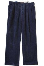 画像2: ポロ ラルフローレン HAMMOND PANT ツータック コットン コーデュロイパンツ 濃紺 w36 L30★スラックス (2)