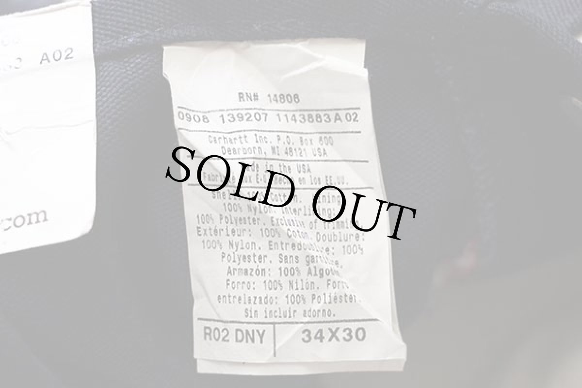 画像5: デッドストック★00s USA製 carharttカーハート ダック地 ダブルニー オーバーオール 濃紺 w34 L30 (5)