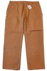 画像2: 未使用★USA製 carharttカーハート ダブルニー ダック地 ペインターパンツ 茶 w44 L32 (2)