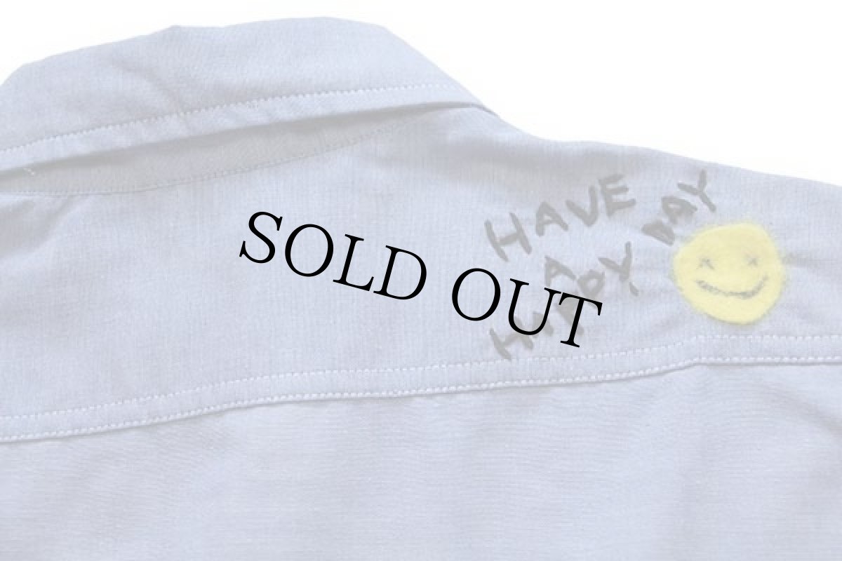 画像4: 70s ELY mushroom HAVE A HAPPY DAY スマイル フェルトパッチ&刺繍 シャンブレーシャツ 20 (4)