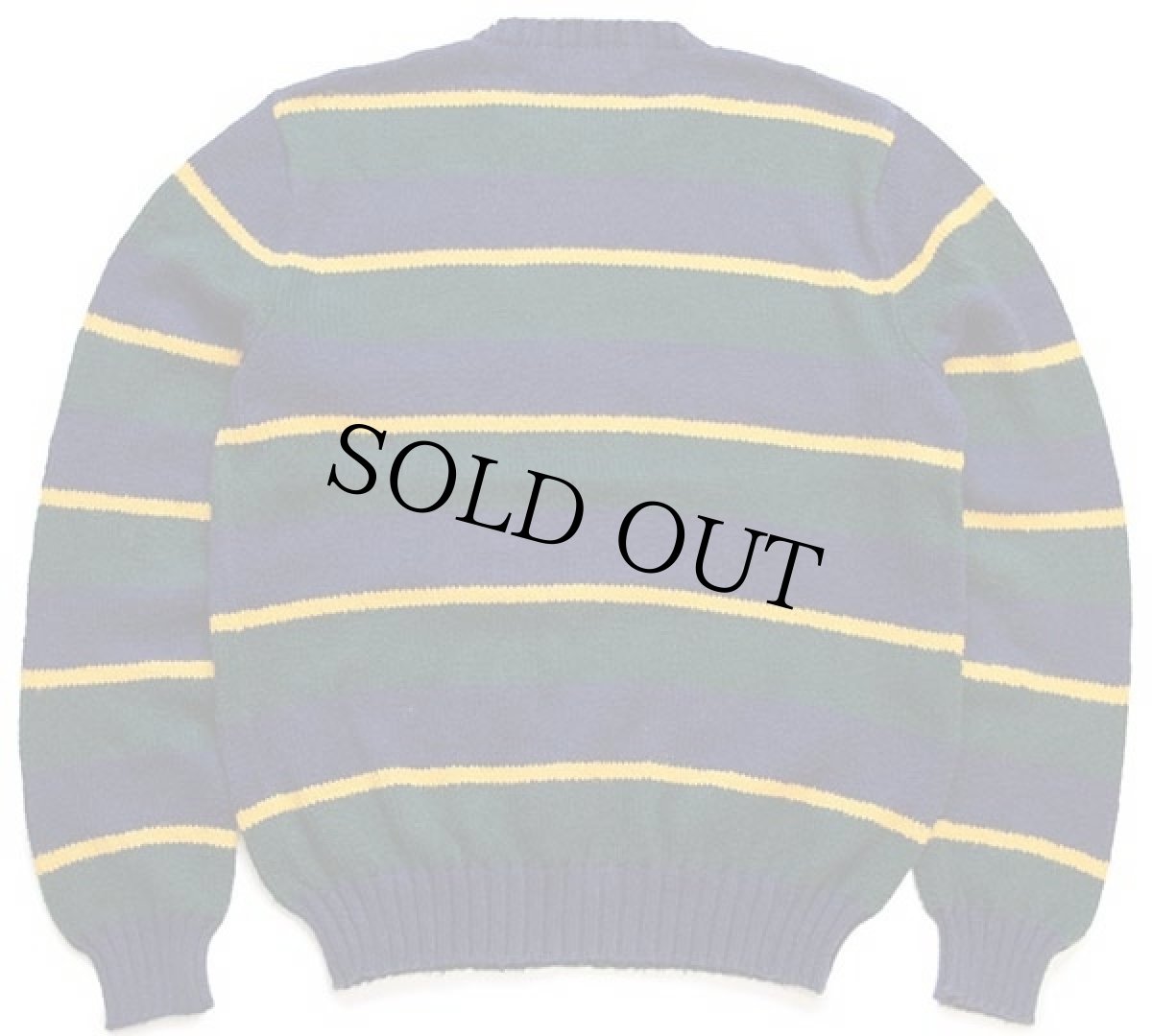 画像2: 90s ポロ ラルフローレン マルチボーダー コットンニット セーター 緑×紺×黄 M (2)