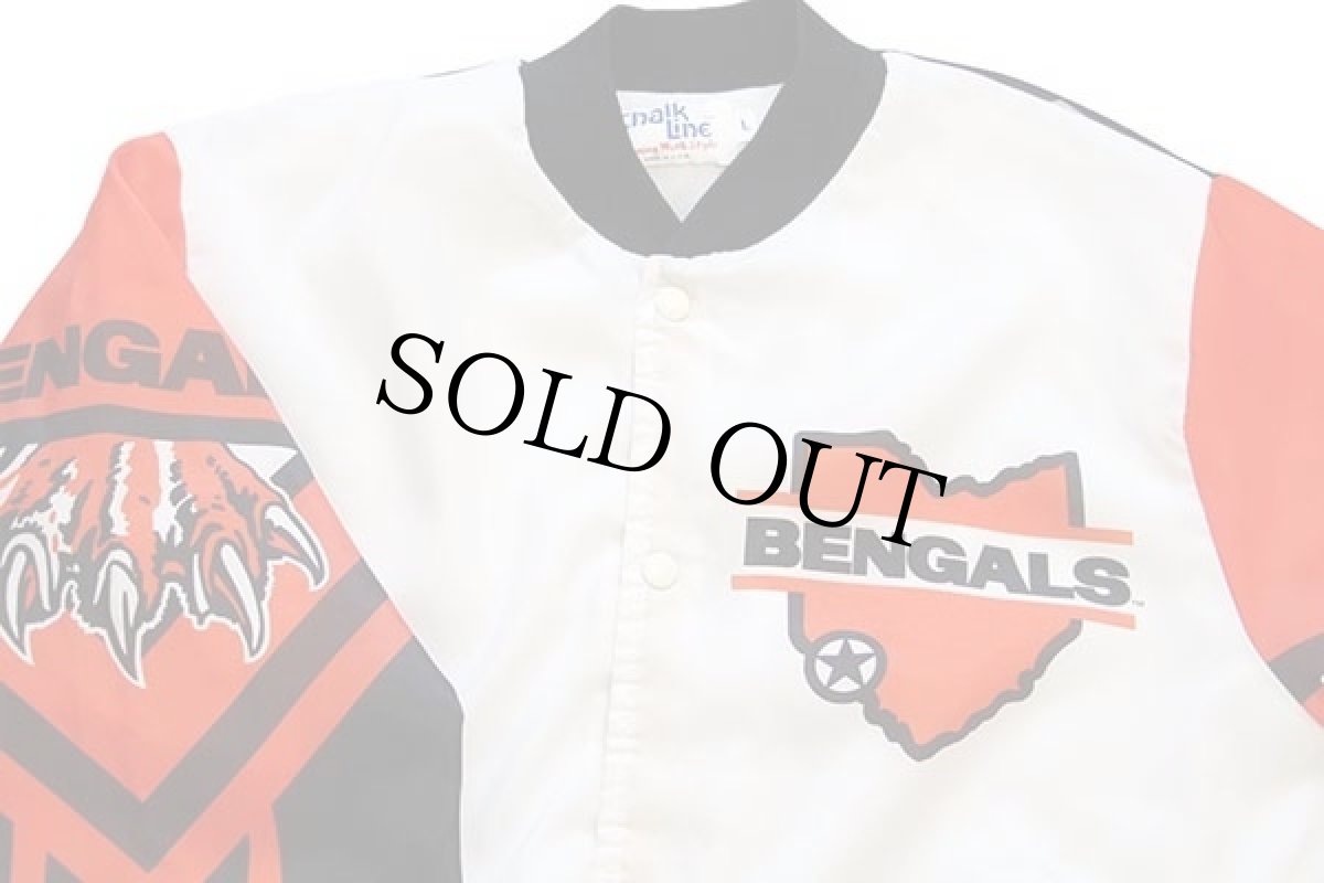 画像3: 80s USA製 Chalk Line NFL CINCINNATI BENGALS 全面プリント ナイロンスタジャン L (3)