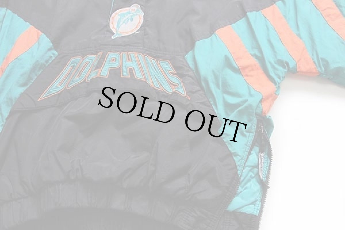 画像5: 90s STARTERスターター NFL MIAMI DOLPHINS 刺繍 プルオーバー キルティングライナー ナイロンパーカー M (5)