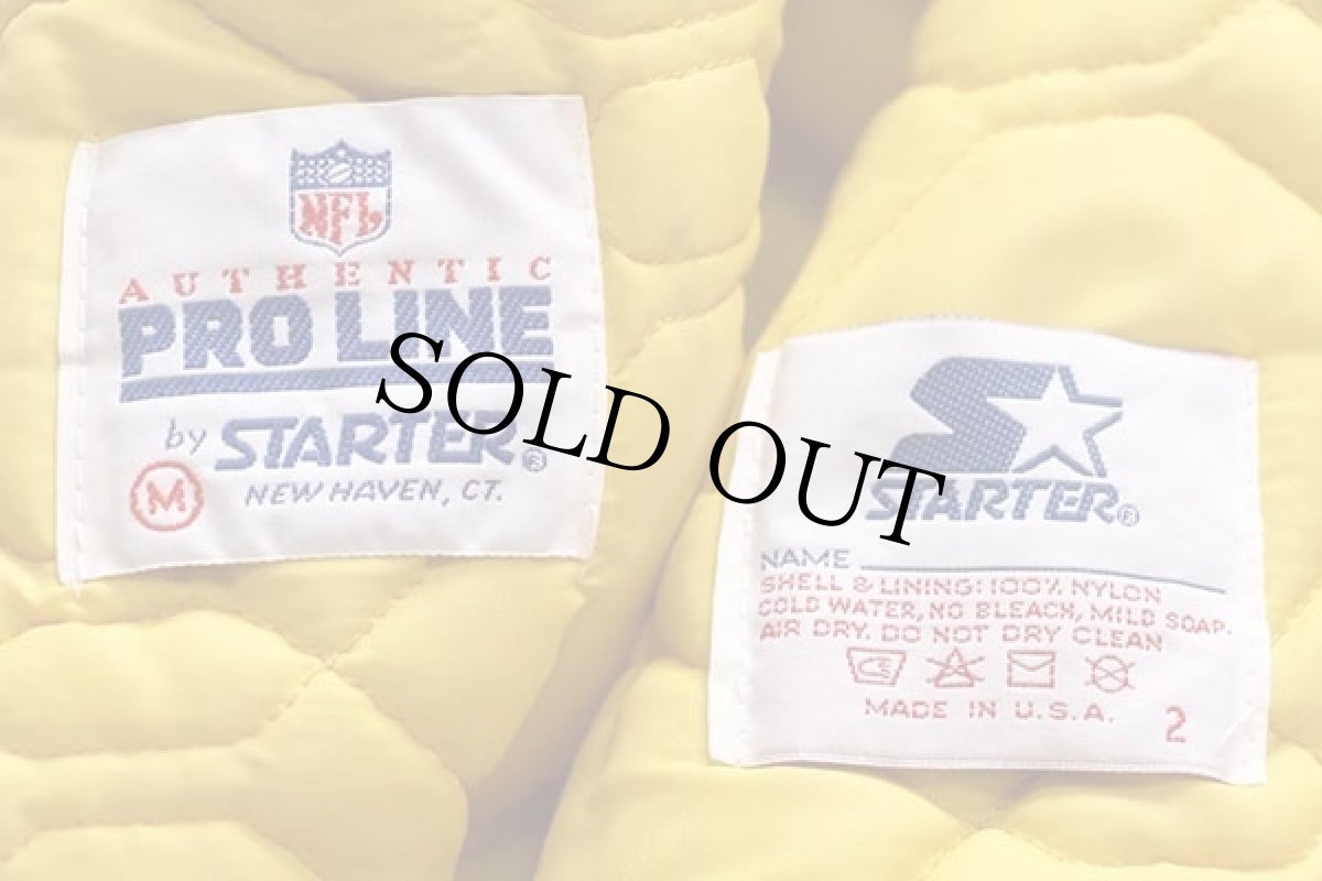 画像4: 90s USA製 STARTERスターター NFL MINNESOTA VIKINGS キルティングライナー ナイロンスタジャン 紫 M (4)