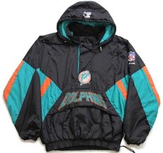 画像1: 90s STARTERスターター NFL MIAMI DOLPHINS 刺繍 プルオーバー キルティングライナー ナイロンパーカー M (1)