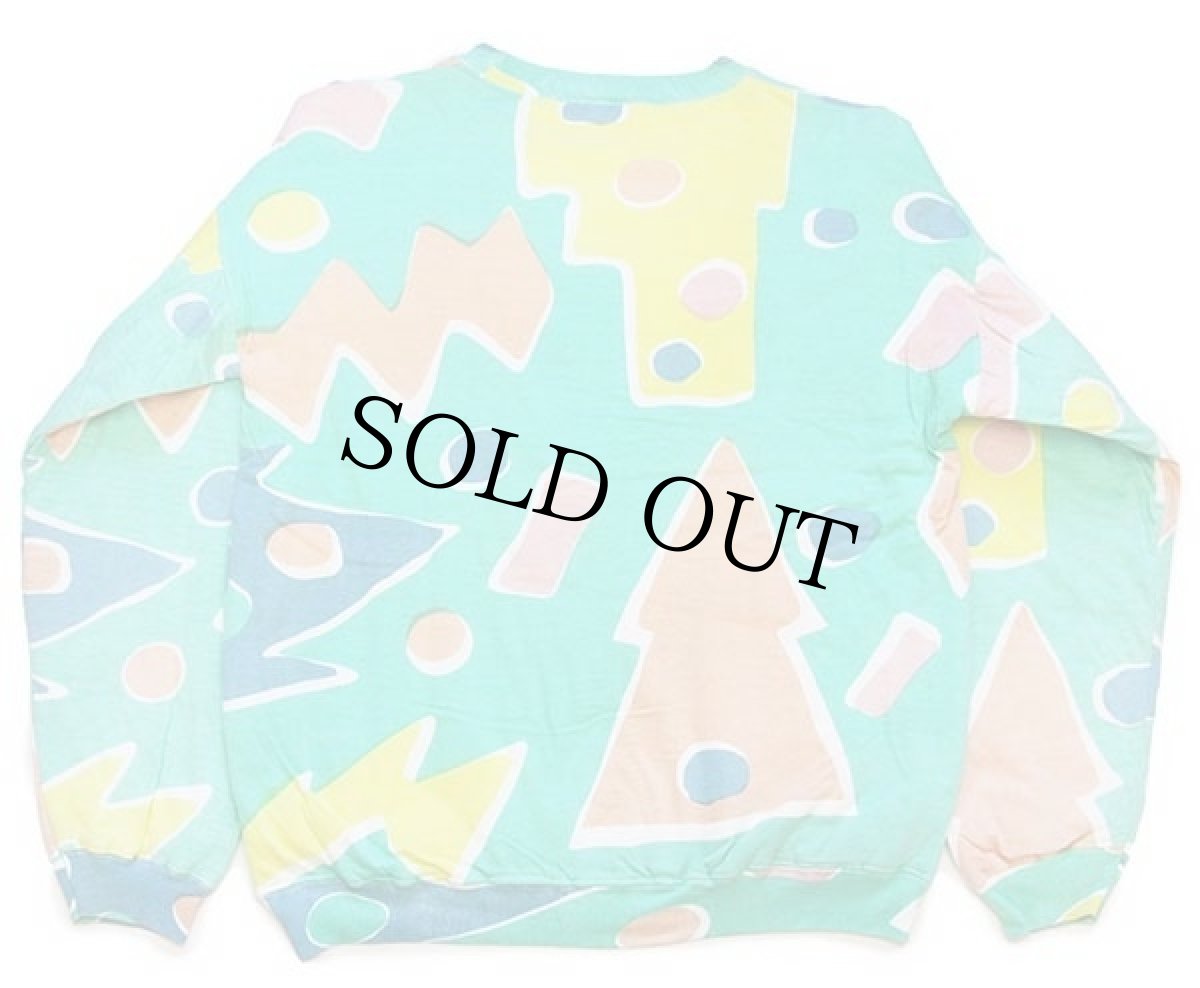 画像2: 90s OTHER DESTINATION アート 中綿入り コットン スウェット パステルカラー (2)