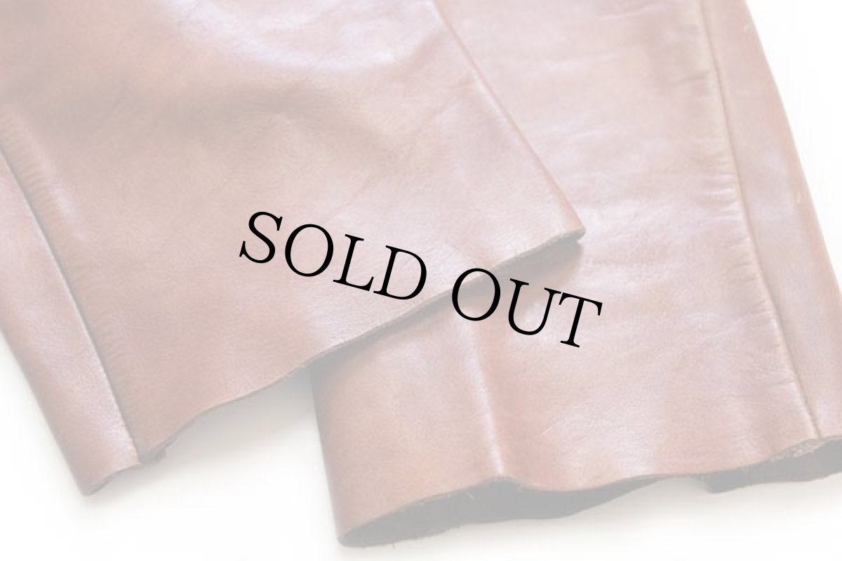 画像7: 70s UNKNOWN レザーパンツ 茶 w34 (7)