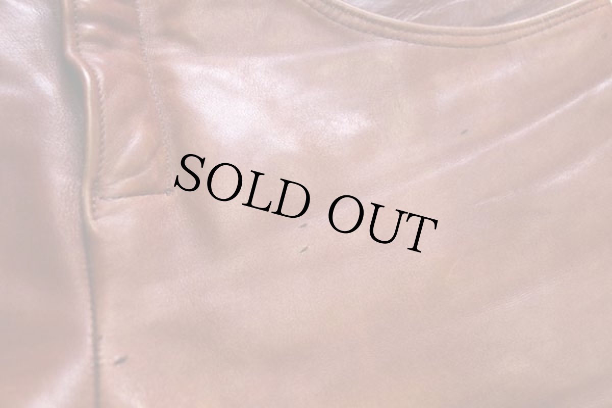 画像8: 70s UNKNOWN レザーパンツ 茶 w34 (8)