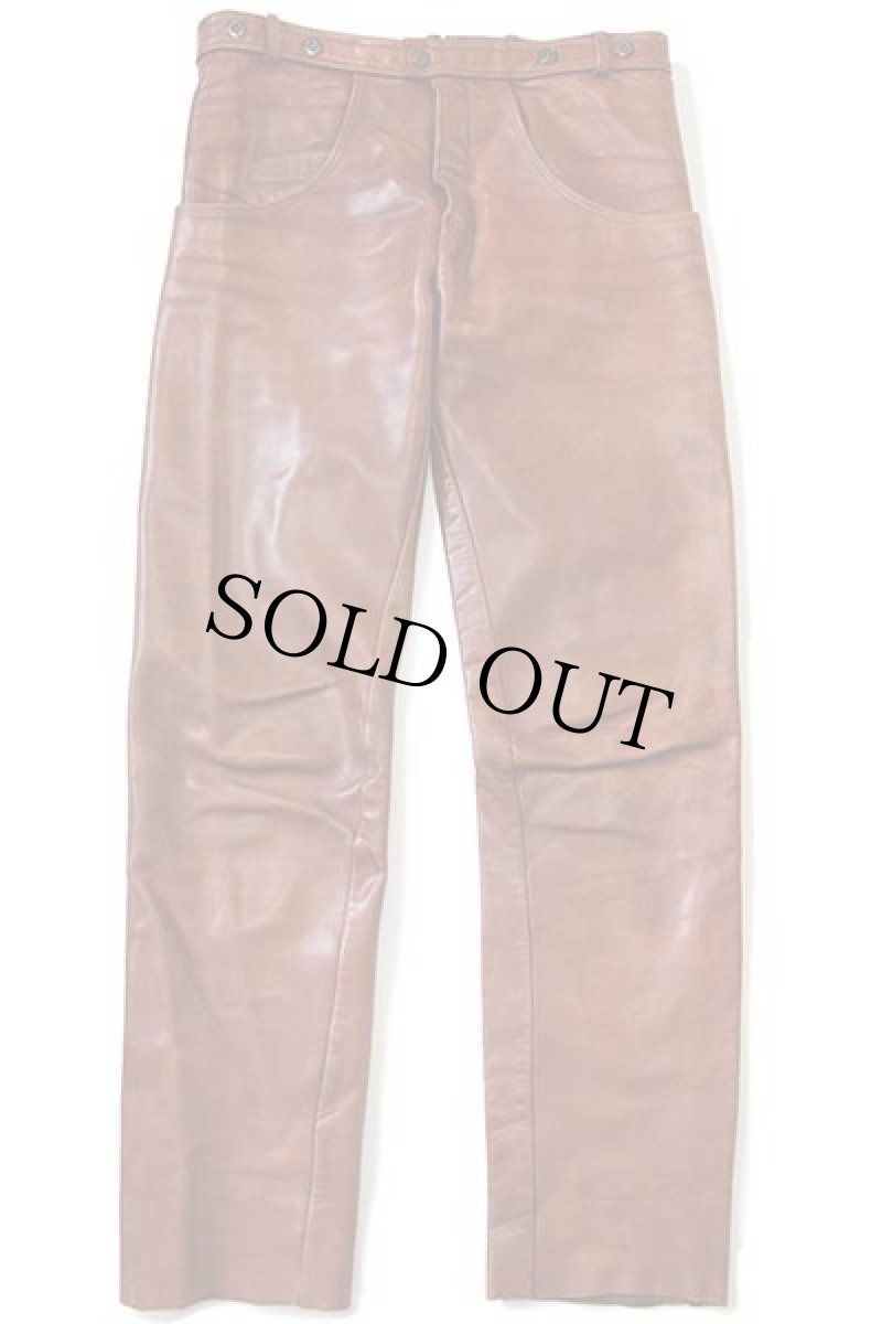 画像2: 70s UNKNOWN レザーパンツ 茶 w34 (2)