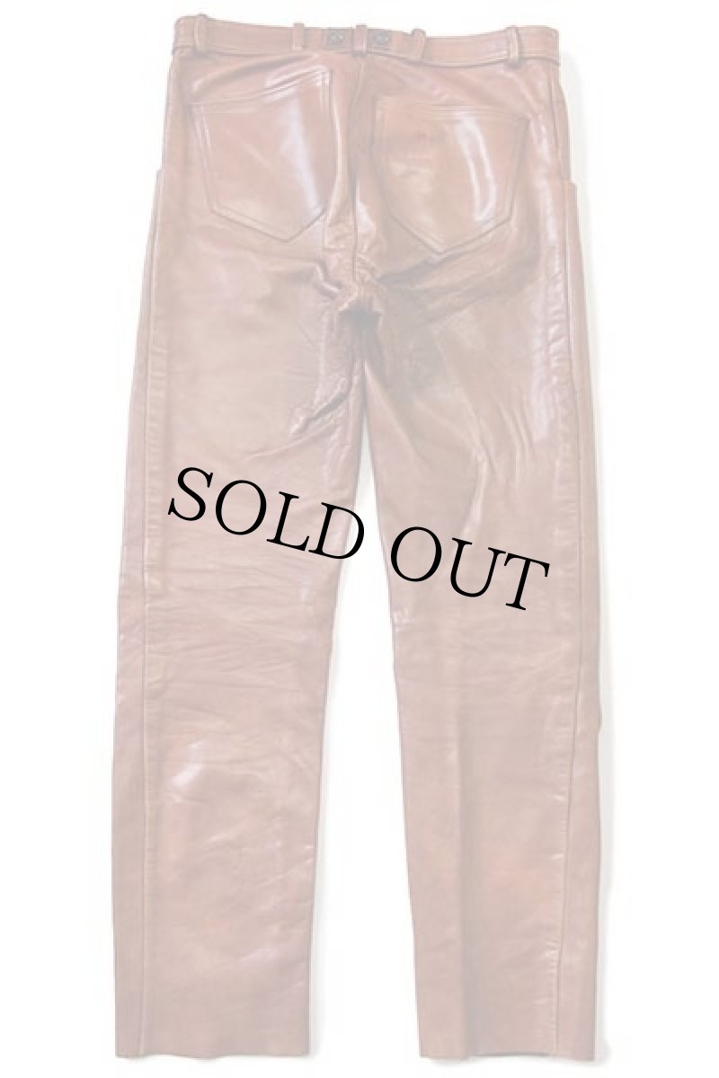 画像3: 70s UNKNOWN レザーパンツ 茶 w34 (3)