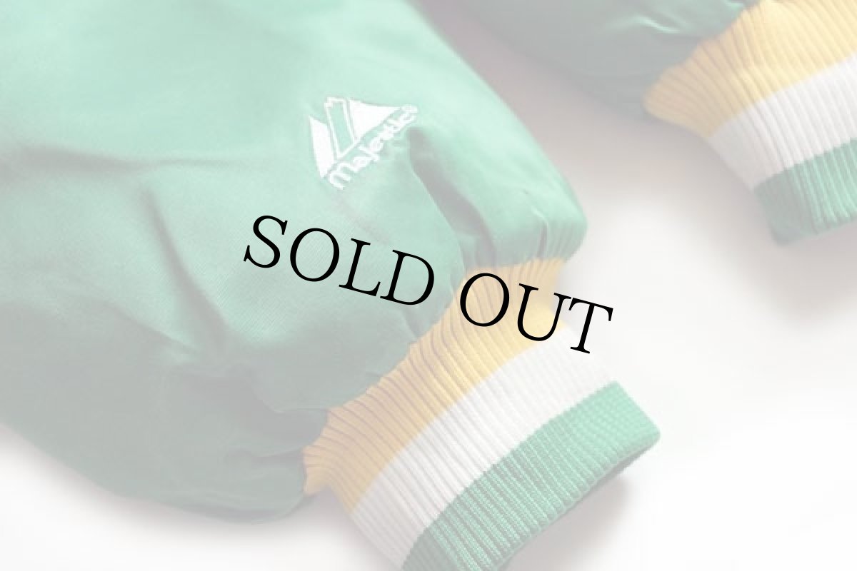 画像8: 90s Majestic NBA BOSTON CELTICS キルティングライナー ナイロンスタジャン 緑 (8)