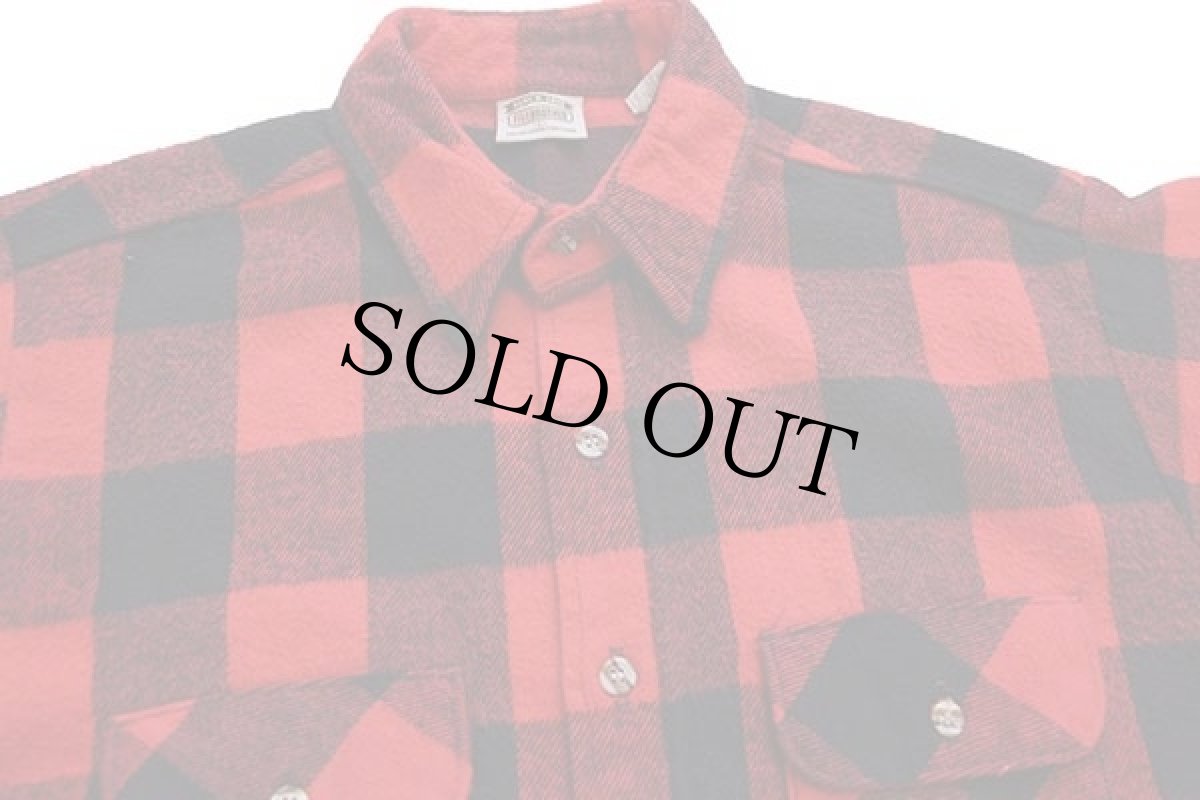 画像3: 90s USA製 FIVE BROTHERファイブブラザー バッファローチェック コットン フランネルシャツ 赤×黒 L (3)