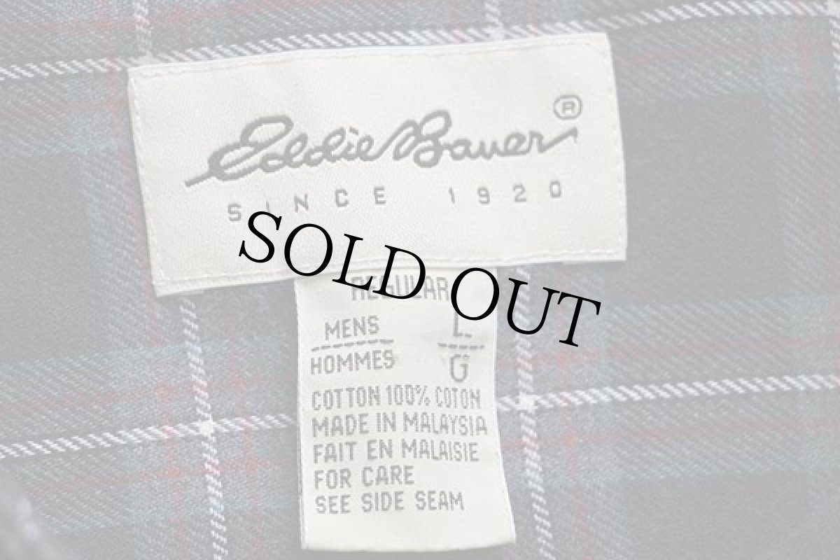 画像5: 90s EddieBauerエディーバウアー タータンチェック 三点留め ボタンダウン コットン ライトネルシャツ L (5)