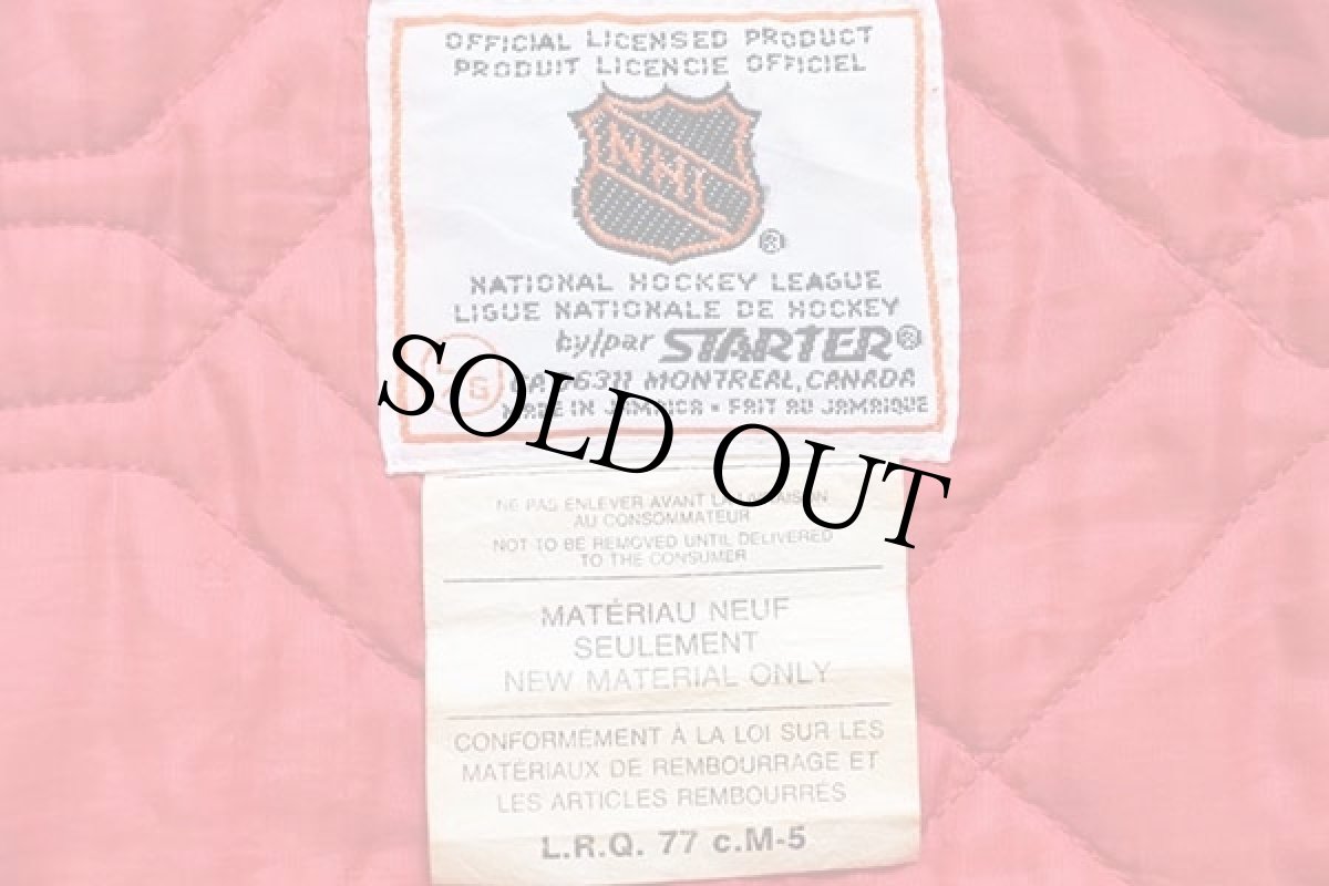 画像4: 90s STARTERスターター NHL MONTREAL CANADIENS パッチ付き キルティングライナー ナイロンスタジャン 赤 L (4)