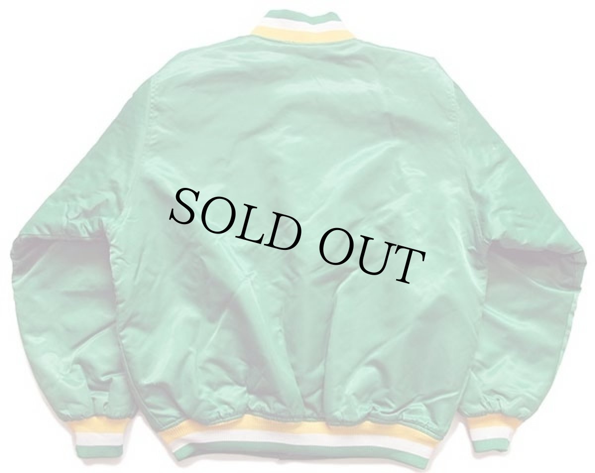 画像2: 90s Majestic NBA BOSTON CELTICS キルティングライナー ナイロンスタジャン 緑 (2)