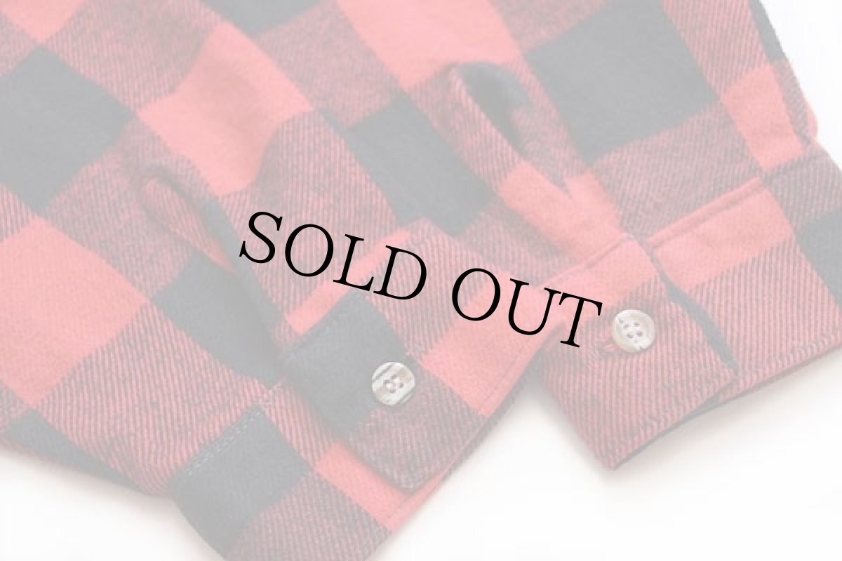 画像5: 90s USA製 FIVE BROTHERファイブブラザー バッファローチェック コットン フランネルシャツ 赤×黒 L (5)