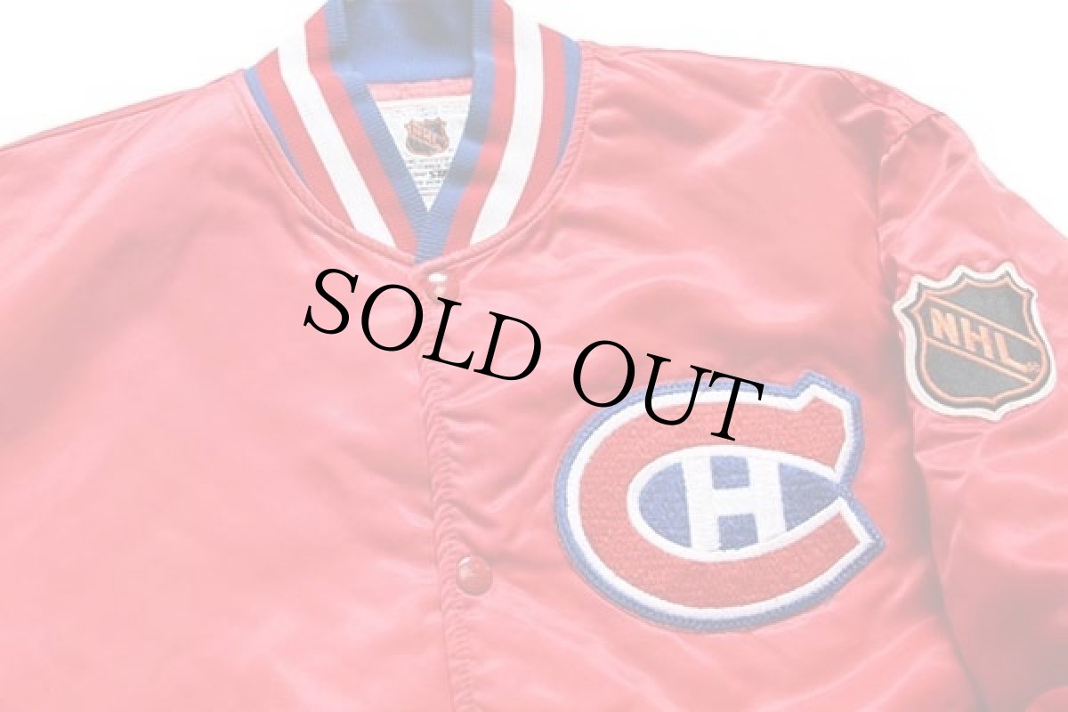 画像3: 90s STARTERスターター NHL MONTREAL CANADIENS パッチ付き キルティングライナー ナイロンスタジャン 赤 L (3)