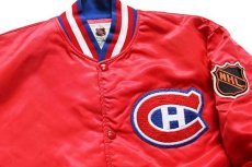 画像3: 90s STARTERスターター NHL MONTREAL CANADIENS パッチ付き キルティングライナー ナイロンスタジャン 赤 L (3)