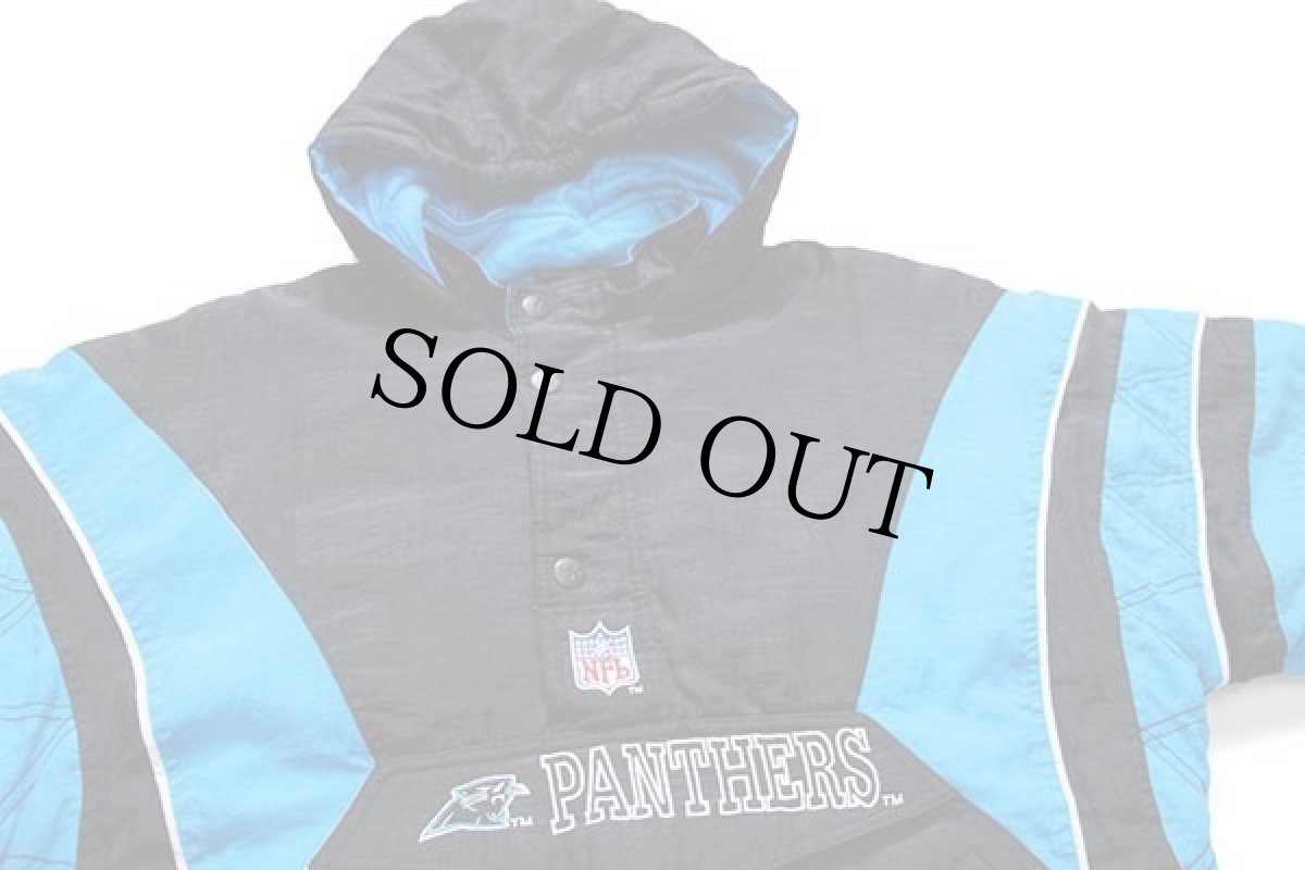 画像3: 00s STARTERスターター NFL CAROLINA PANTHERS ロゴ刺繍 プルオーバー 中綿入り ナイロンパーカー ボーイズXL (3)