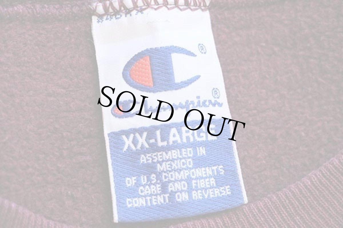 画像4: 90s メキシコ製 Championチャンピオン M.I.T. ひび割れプリント 前V スウェット バーガンディ XXL (4)