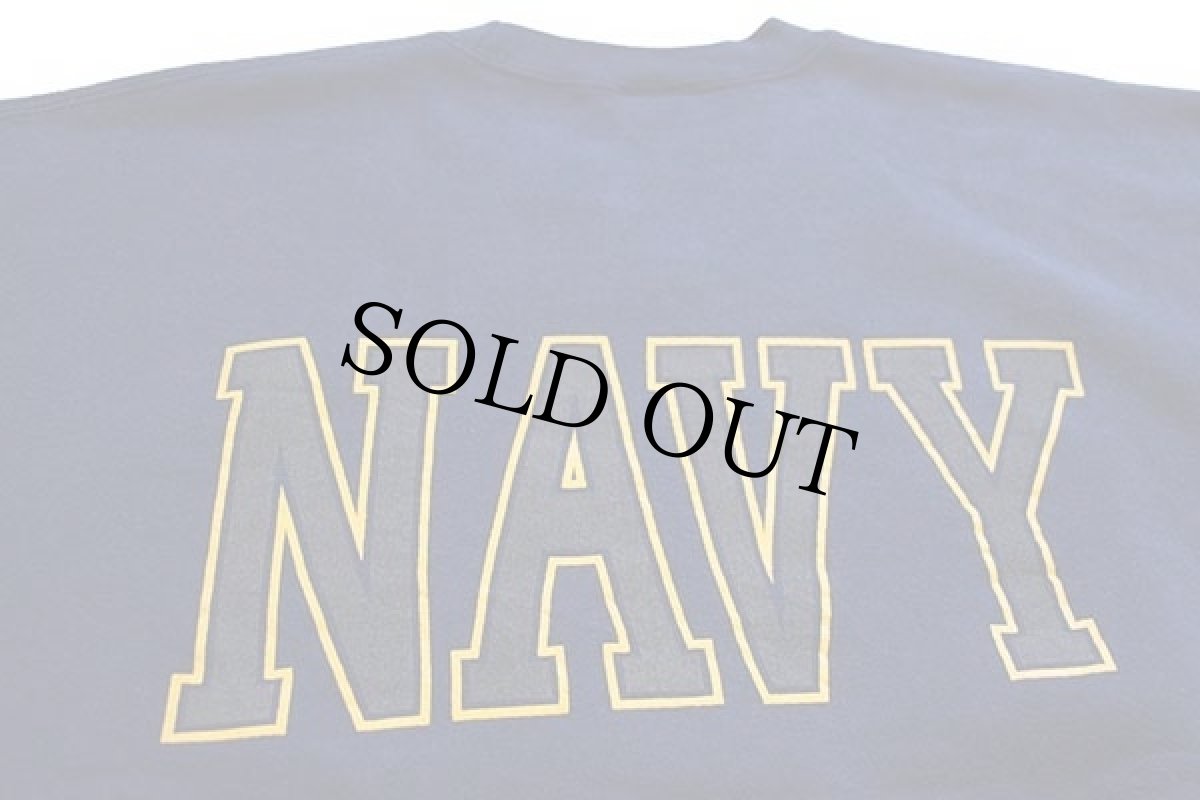 画像4: USA製 米軍 U.S.NAVY 両面リフレクタープリント 前V スウェット 紺 L (4)