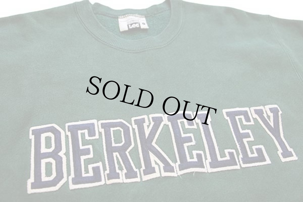 画像3: 90s USA製 Leeリー BERKELEY パッチ付き リバースウィーブ スウェット 緑 L (3)