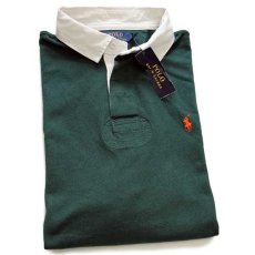 画像1: 未使用★ポロ ラルフローレン ワンポイント コットン ラガーシャツ 緑 XL (1)