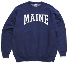 画像1: 00s MAINE ひび割れプリント スウェット 紺 XL (1)