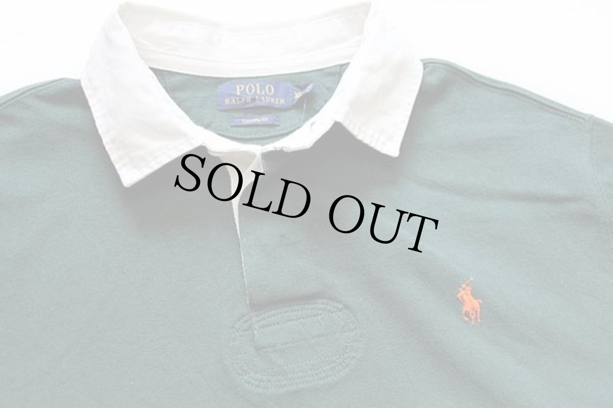 画像4: 未使用★ポロ ラルフローレン ワンポイント コットン ラガーシャツ 緑 XL (4)