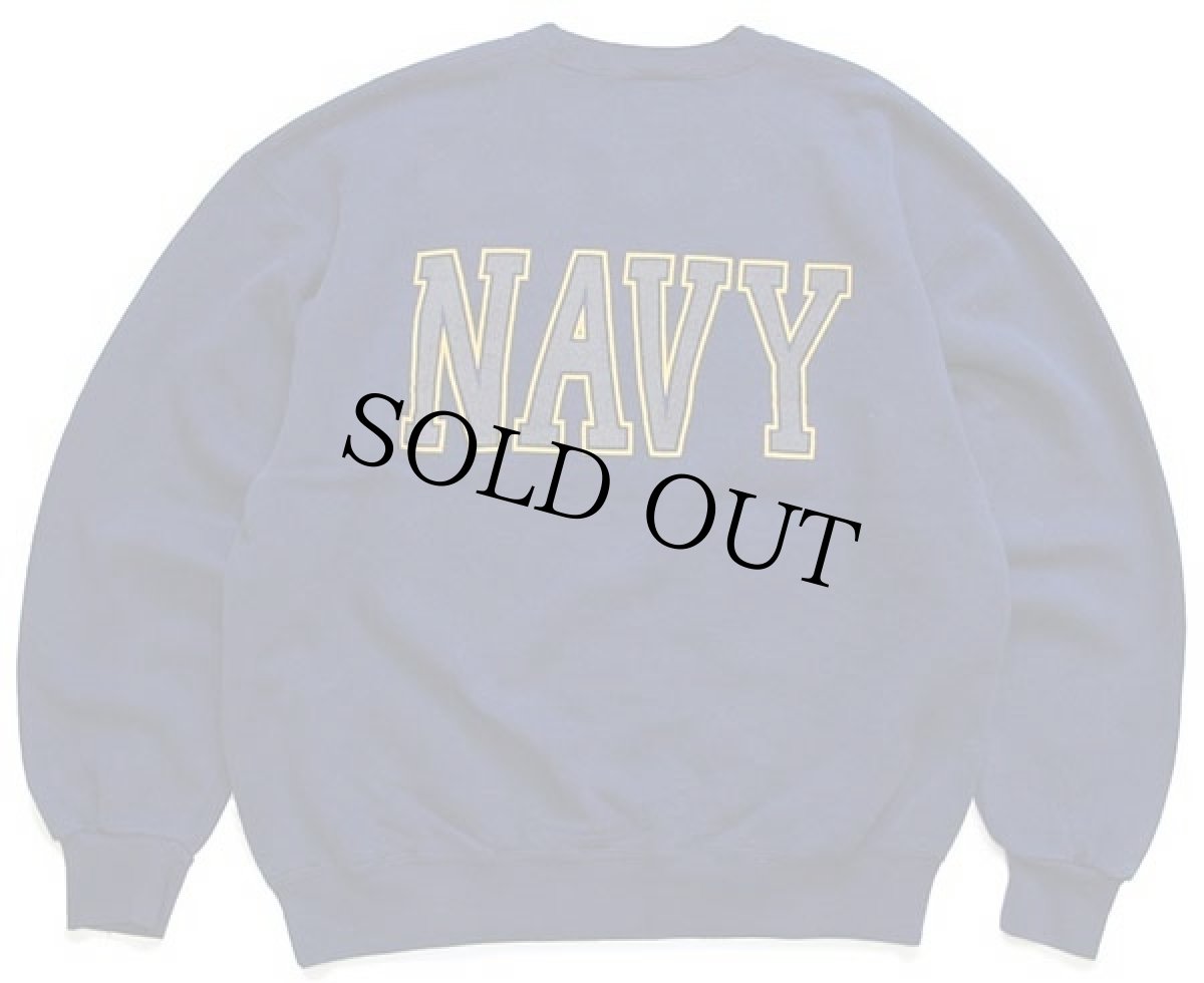 画像2: USA製 米軍 U.S.NAVY 両面リフレクタープリント 前V スウェット 紺 L (2)